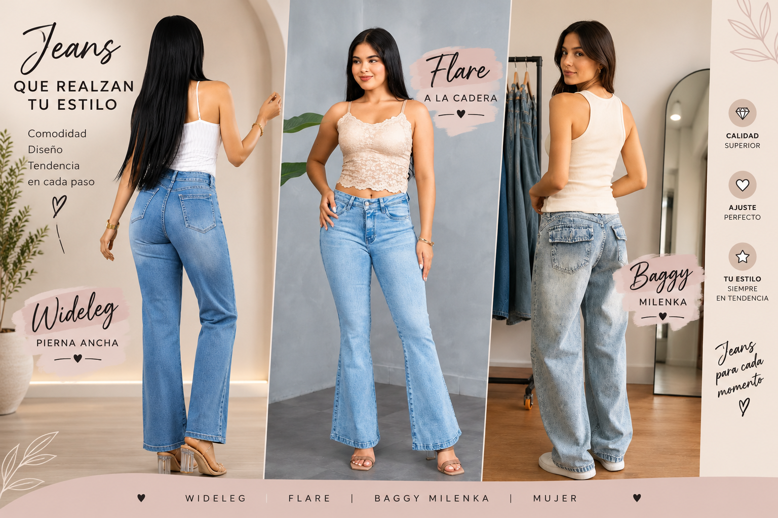 Jeans modernos para mujer