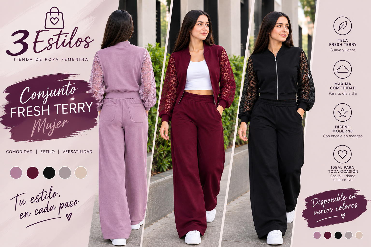 Conjunto Fresh Terry elegante para mujer