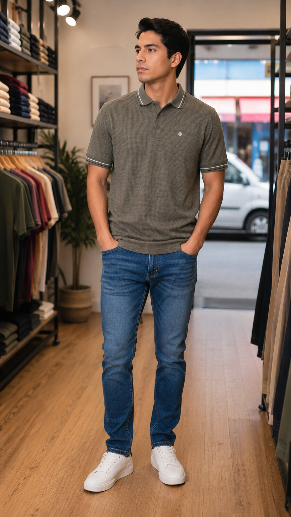 Polo camisero Wafle para hombre