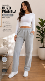 Pantalon buzo clasico franela mujer XL