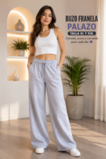 Pantalon Buzo Palazo Franela Mujer XL XXL