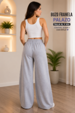 Pantalon Buzo Palazo Franela Mujer XL XXL - Imagen 2