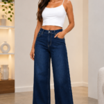 Pantalon Jeans wideleg Petit bordado