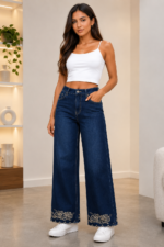 Pantalon Jeans wideleg Petit bordado