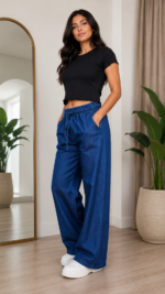 Pantalon Palazo Denim Ligero - Imagen 2