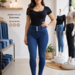 Pantalon Jeans pitillo 3 botones