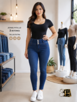 Pantalon Jeans pitillo 3 botones