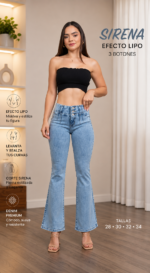 Jeans Sirena Efecto Lipo 3 botones